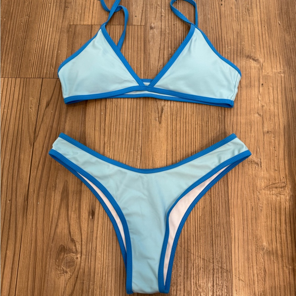 Shein Contrast Two-Tone Blue Bikini - Picture 1 of 4